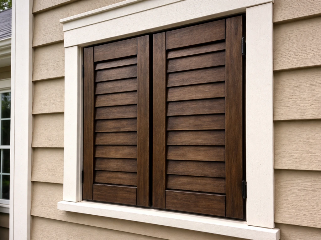 Home exterior shutters with visible small gaps suggesting where birds could enter behind them.